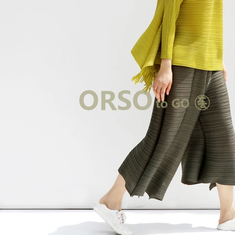 Женские широкие брюки Changpleat Плиссированные Свободные однотонные miяка с