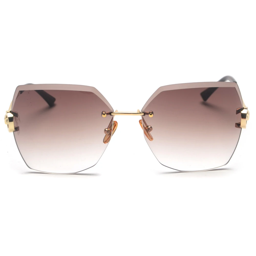 Женские солнцезащитные очки без оправы Peekaboo коричневые Квадратные