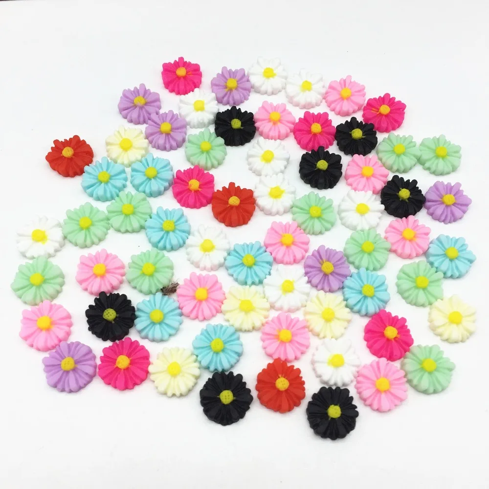 

50pcs 13mm Mixed Resin Daisy Flower Flatbacks Embellishments DIY Cabochons Scrapbooking For Phone Decorations Crafts