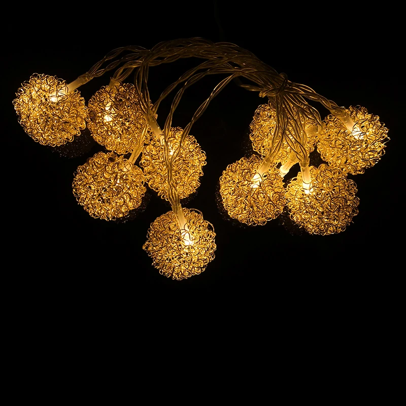 Wedding Ball LED String Lighting Holiday Party AA power Fairy Lights Metal Balls decortaive lamp for Indoor Decoration IY310220 | Лампы и