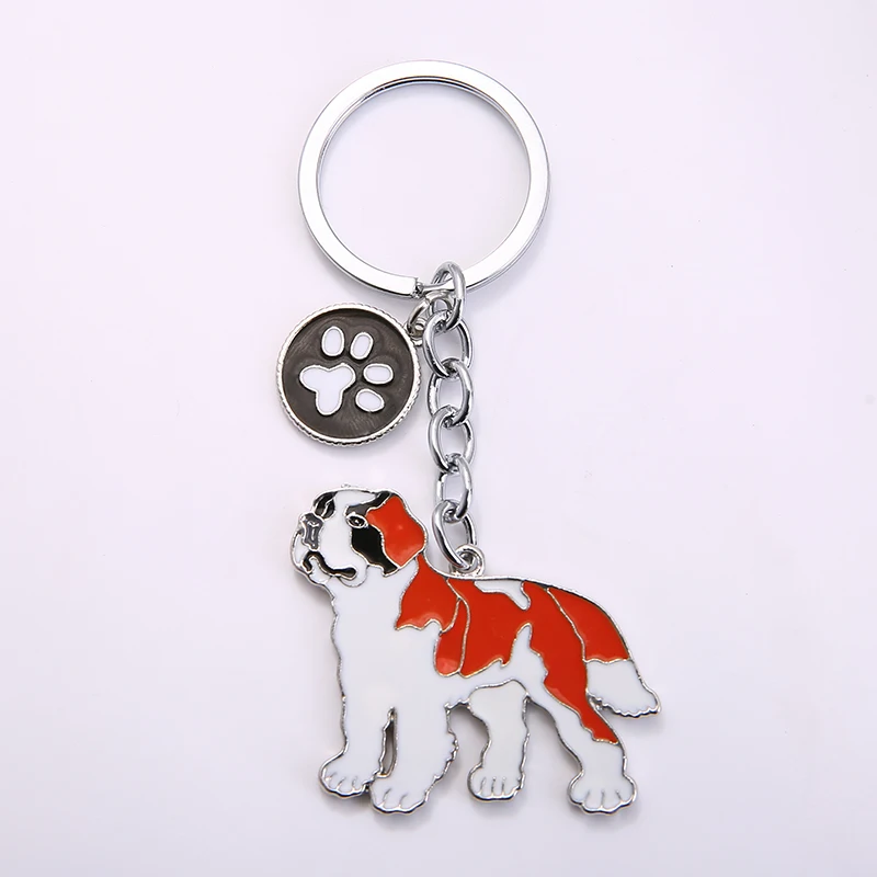 Fashion Dog Jewelry Saint Bernard Chain Key Ring Gift For Women Girl Bag Charm Keychain  Animal Pendant Jewelry