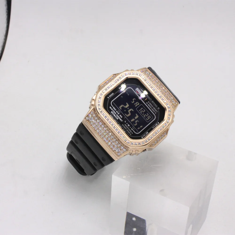 Алмазный металлический чехол для часов DW5600/5610 GW-5000 5035 из нержавеющей стали, рамка для браслета, аксессуары для часов