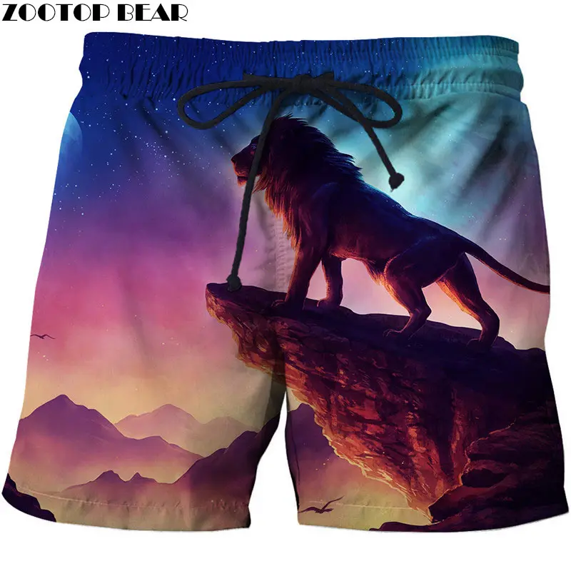 

Lion Looks Into The Distance Beach Shorts Men Pants Black Board Shorts Plage Quick Drying ShortsSwimwear 2019 New ZOOTOP BEAR