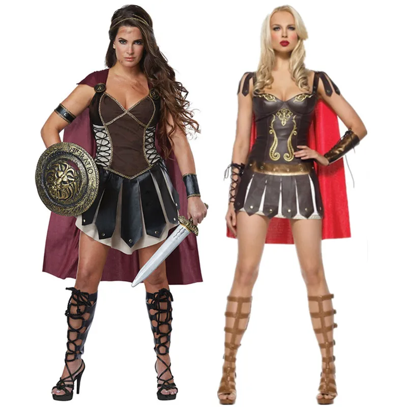 

Adult Women Ancient Roman Greek God of War suit Warrior Gladiator Spartan Warriors Halloween Costume Greek Xena Princess Costume