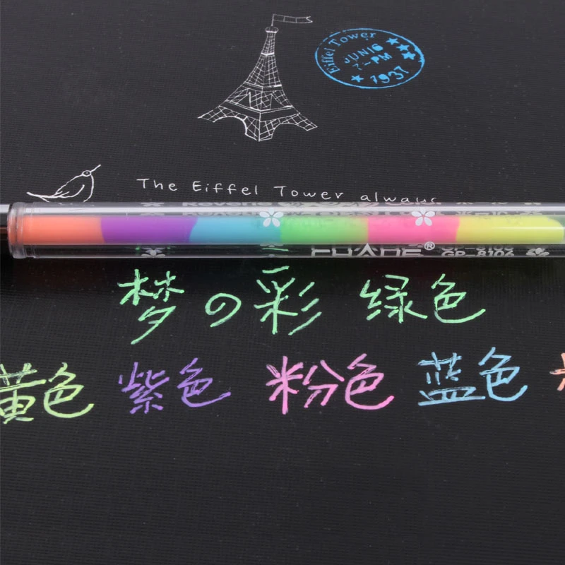 

1 PC 6 Colors Highlighter Pen Marker Stationery Point Pen Colorful Stationery Writing Supply Girls Painting Pens