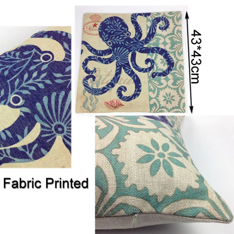 Наволочка на подушку размером 45*45 см декоративная печать Подушка с морской