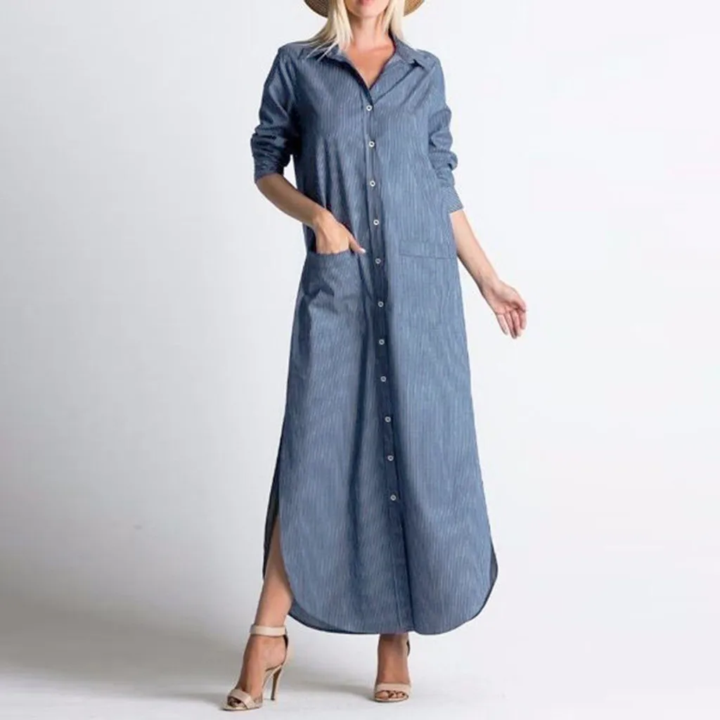 Женское льняное платье Макси Вечерние полоску повседневное однотонное