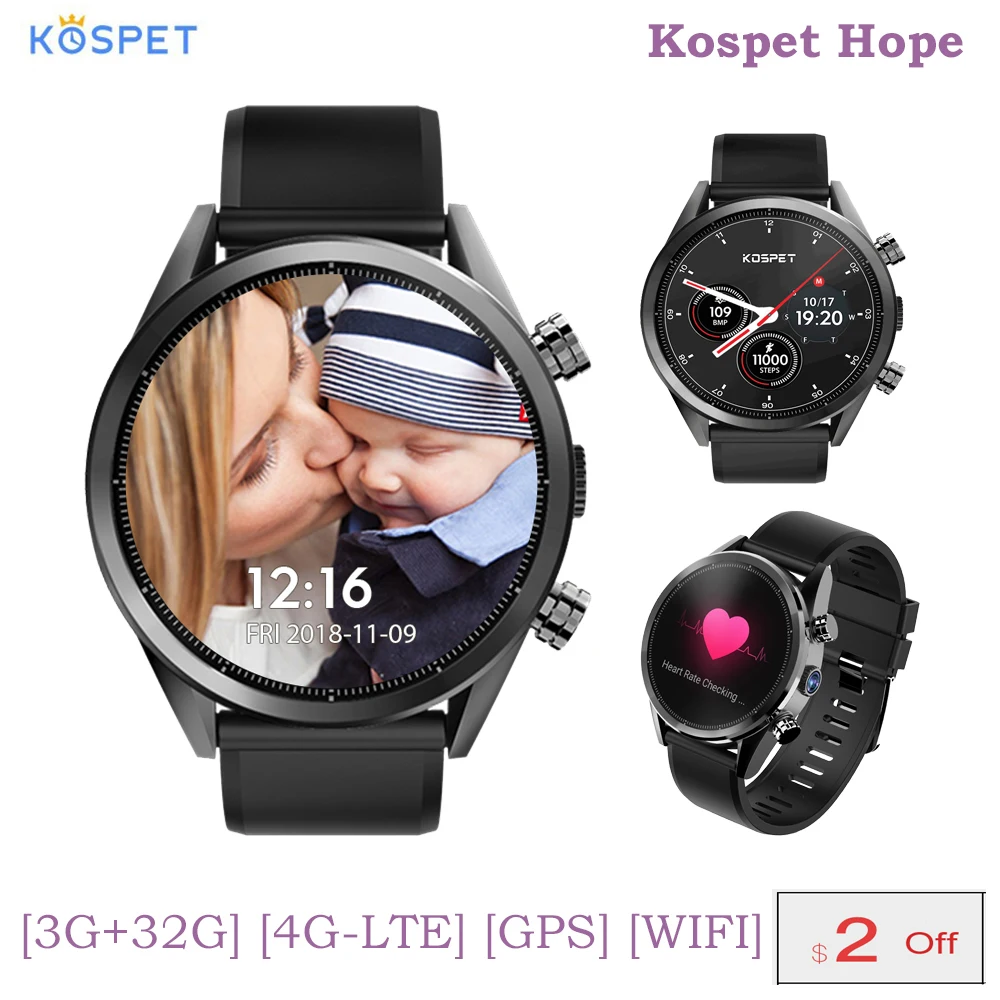 KOSPET Hope 4G Bluetooth Android 7.1.1 умные часы 1 39 дюймов сенсорный экран 3 Гб + 32 ГБ