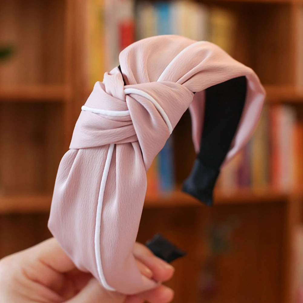 light pink Мода 1 шт. повязка на голову для женщин тюрбан полосатая широкая лента для волос для женщин девочек аксессуары для волос - Цвет: light pink