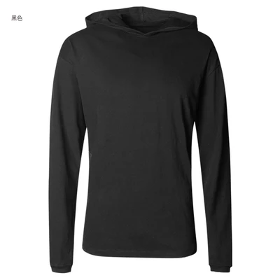 T928 black Мужская Осенняя Новинка, европейский стиль, высокий воротник, длинный рукав, с капюшоном, футболка с кепкой, мужская Тонкая Повседневная хлопковая нестандартная футболка T908 - Цвет: T928 black