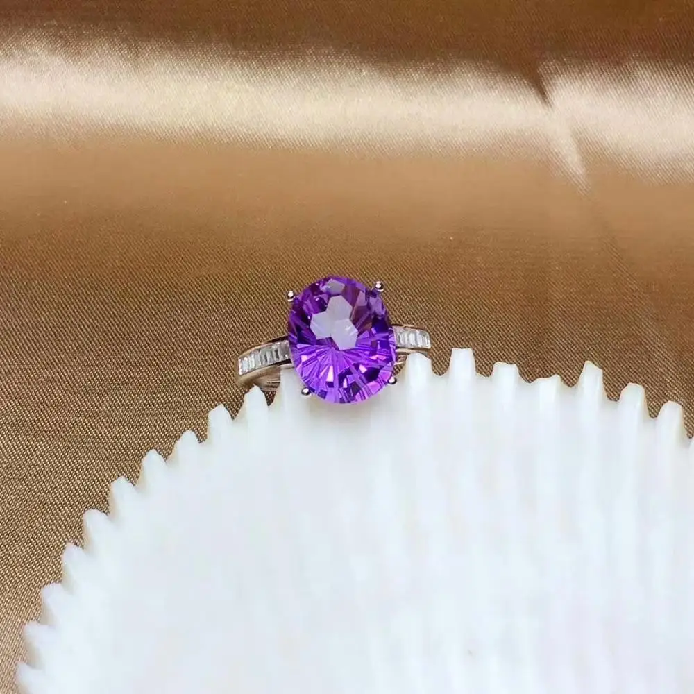 

shilovem 925 sterling silver piezoelectric amethyst Rings fine plant Jewelry women trendy open classic gift mj1012666agz