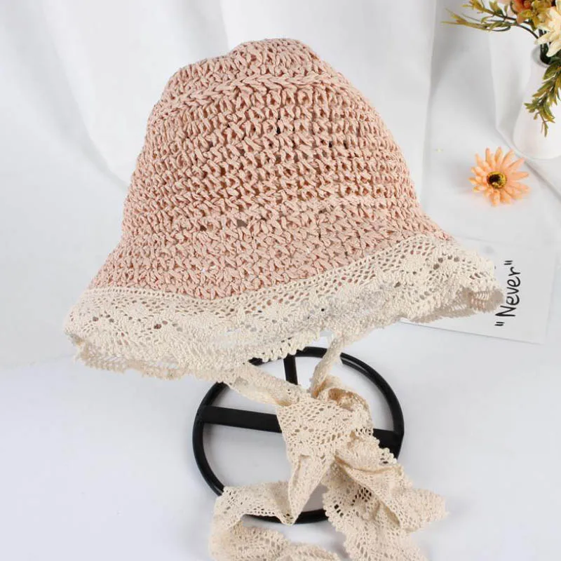 Детская соломенная шляпка Doitbest летняя пляжная с кружевом и цветами для мальчиков