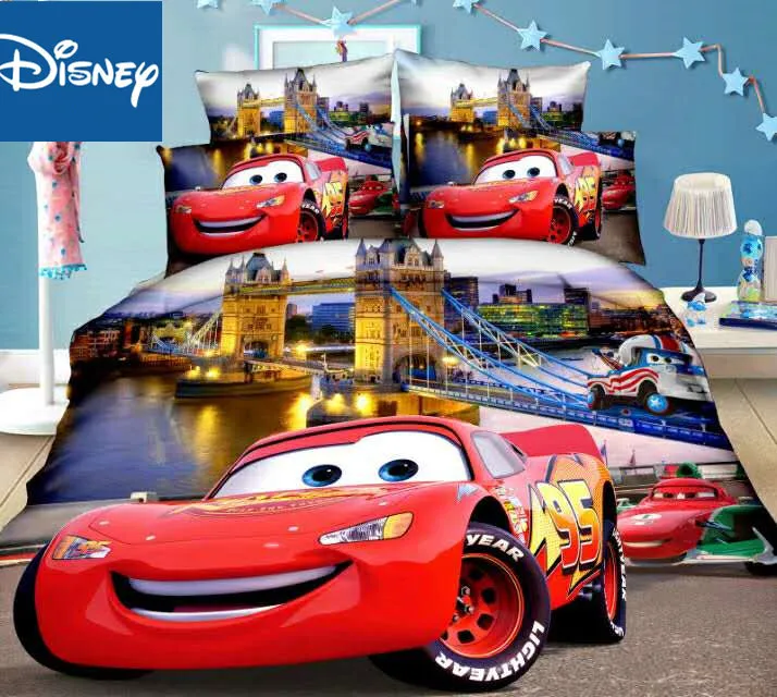

Комплект постельного белья Disney McQueen с машинками, детский Декор для спальни, пододеяльники, Размер 99x190 см, односпальная простыня, скидка 2-4 шт.