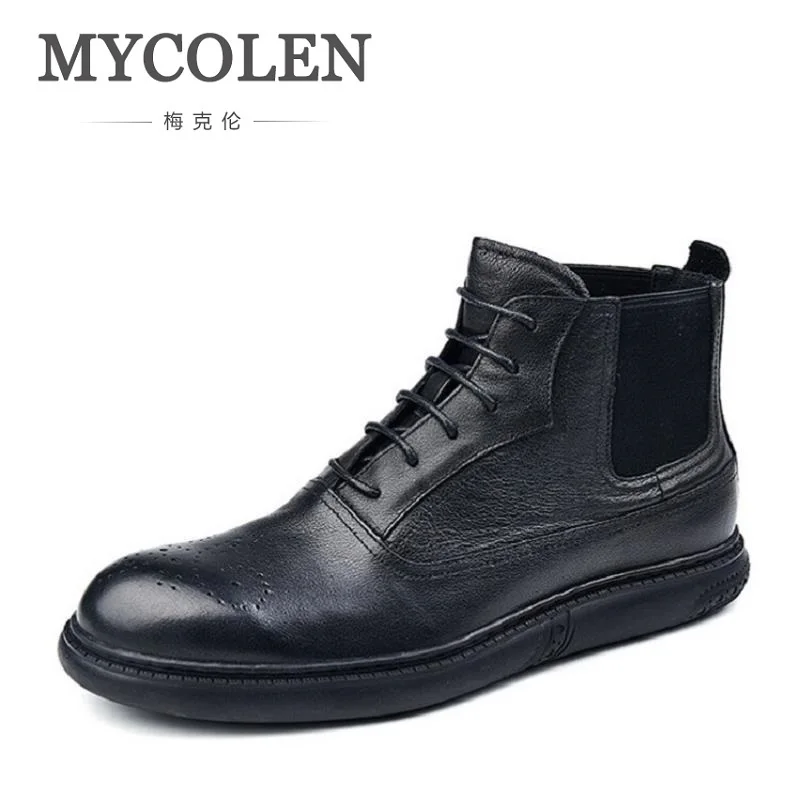 MYCOLEN/мужские ботинки модные кожаные зимние для мужчин новый дизайн Мужская