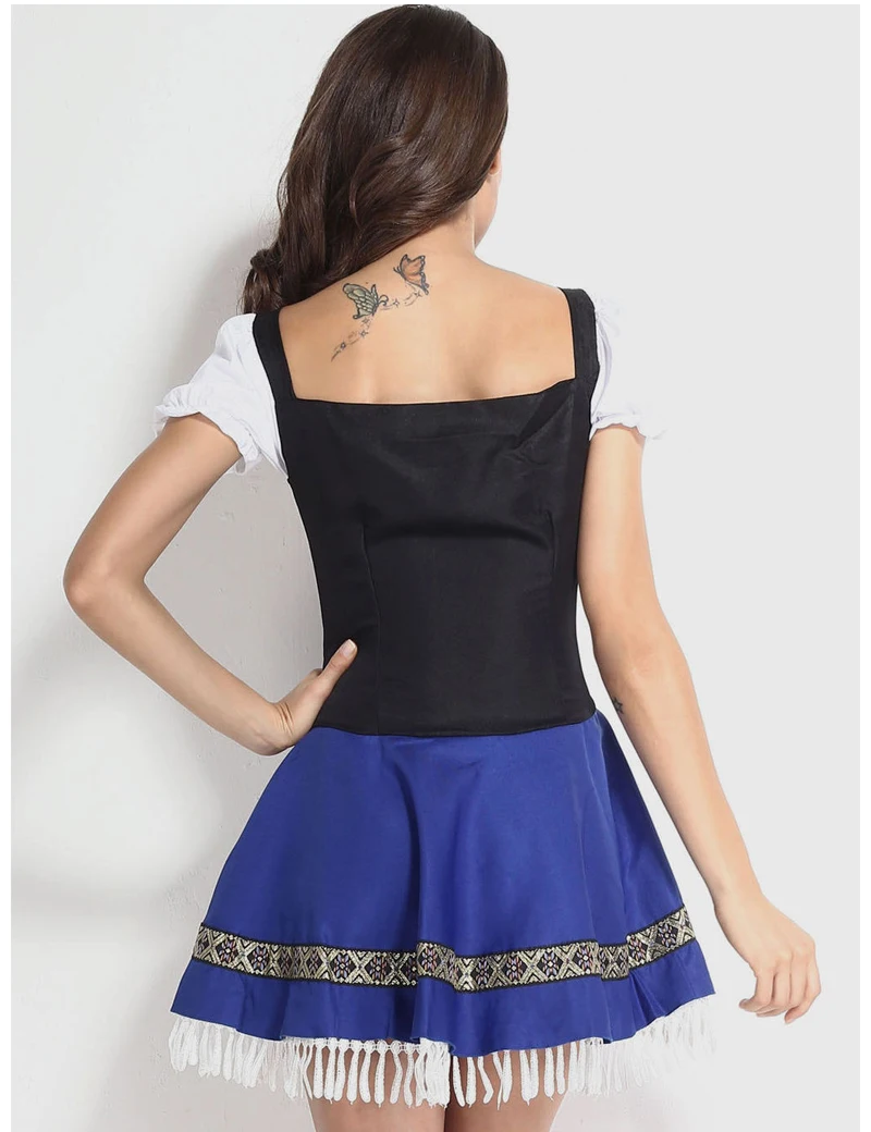 Размера плюс S XXXL пикантные синий пиво костюм служанка Девичья Костюм для