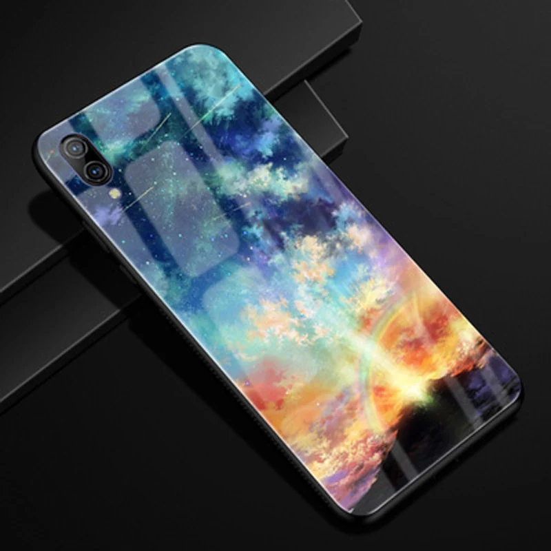 Роскошный чехол из закаленного стекла для Vivo X23 мягкого силикона жесткая задняя