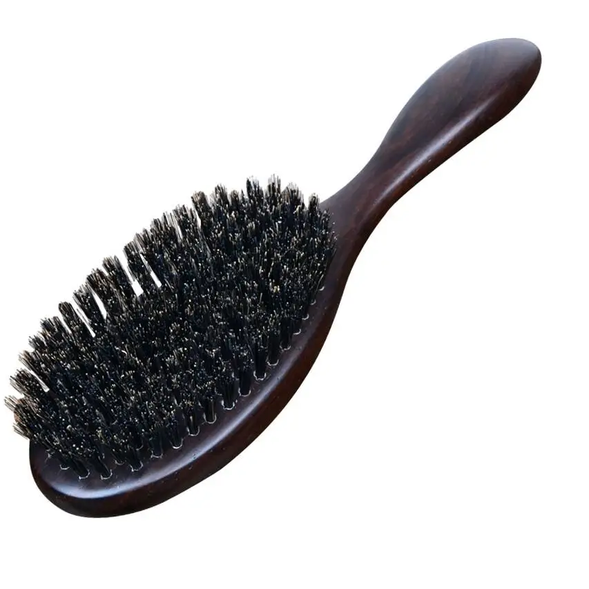 black sandalwood Настоящий Сандал тонкая расческа Антистатическая щетка для ухода голова натуральная дикая щетина кабана щетка для волос Зеленый G0311 - Цвет: black sandalwood