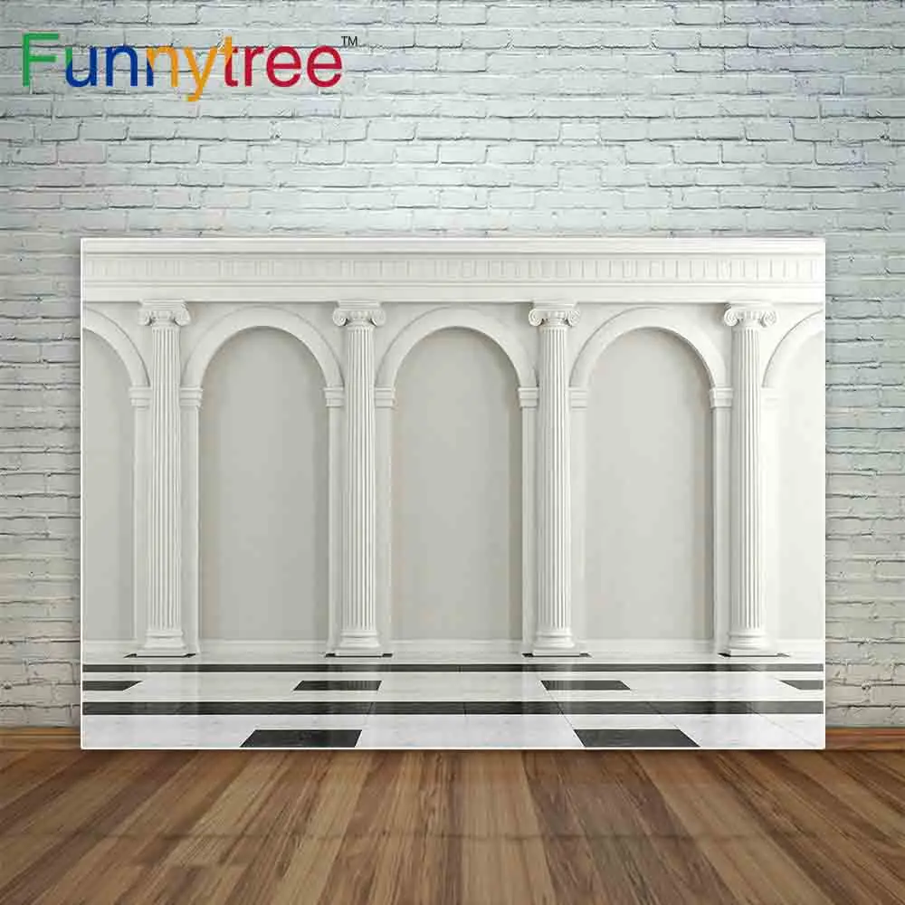

Фоны Funnytree для фотостудии, черный и белый классический интерьер с ионизированной колонной, Фотофон для фотосъемки