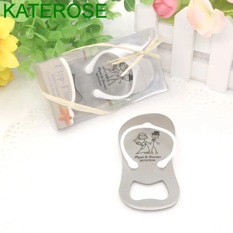 Gift box 24 шт Персонализированные флип-флоп открывалка для бутылок в подарочной коробке пляжная тематика Свадебные сувениры Bomboniere индивидуальные стринги открывалки для бутылок - Цвет: Gift box