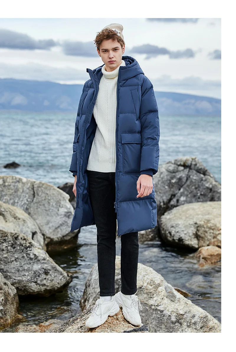 SEMIR новая одежда зимняя куртка мужская деловая длинная толстая зимняя куртка мужская однотонная модная верхняя одежда теплое длинное пальто для мужчин