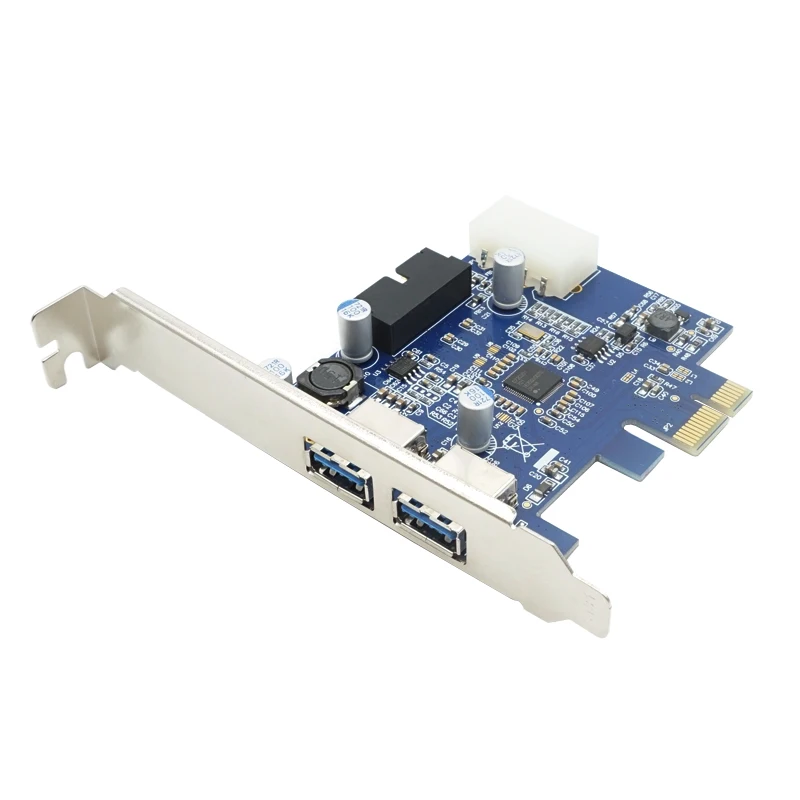 PCI E к USB 3 0 2 портовая Express карта с 4 контактным разъемом питания и 20 контактный