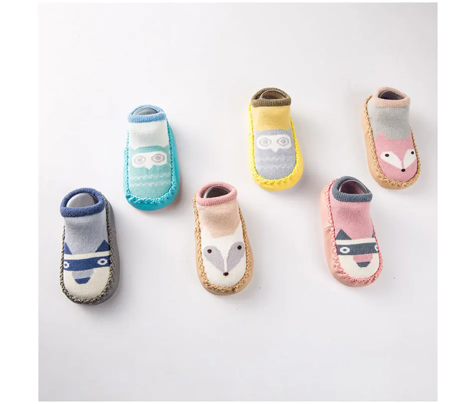 REAKIDS/носки для малышей милые носки для новорожденных с героями мультфильмов зимние нескользящие носки для маленьких мальчиков и девочек с изображением лисы