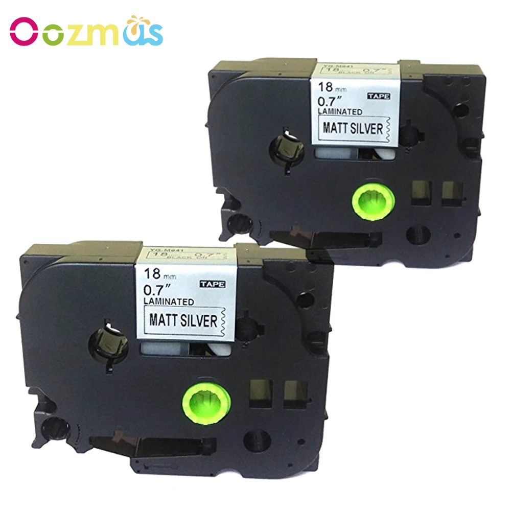 Oozmas 2 шт. TZe M941 лента для этикеток совместимая Brother P-touch Лента 18 мм TZe-M941 черный на