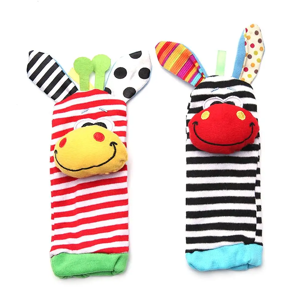 Wrist Strap Rattles Animal Socks Toy New A Pair 2pcs/set Baby Infant Soft Handbells Hand Foot Developmental Toys 0-12Months