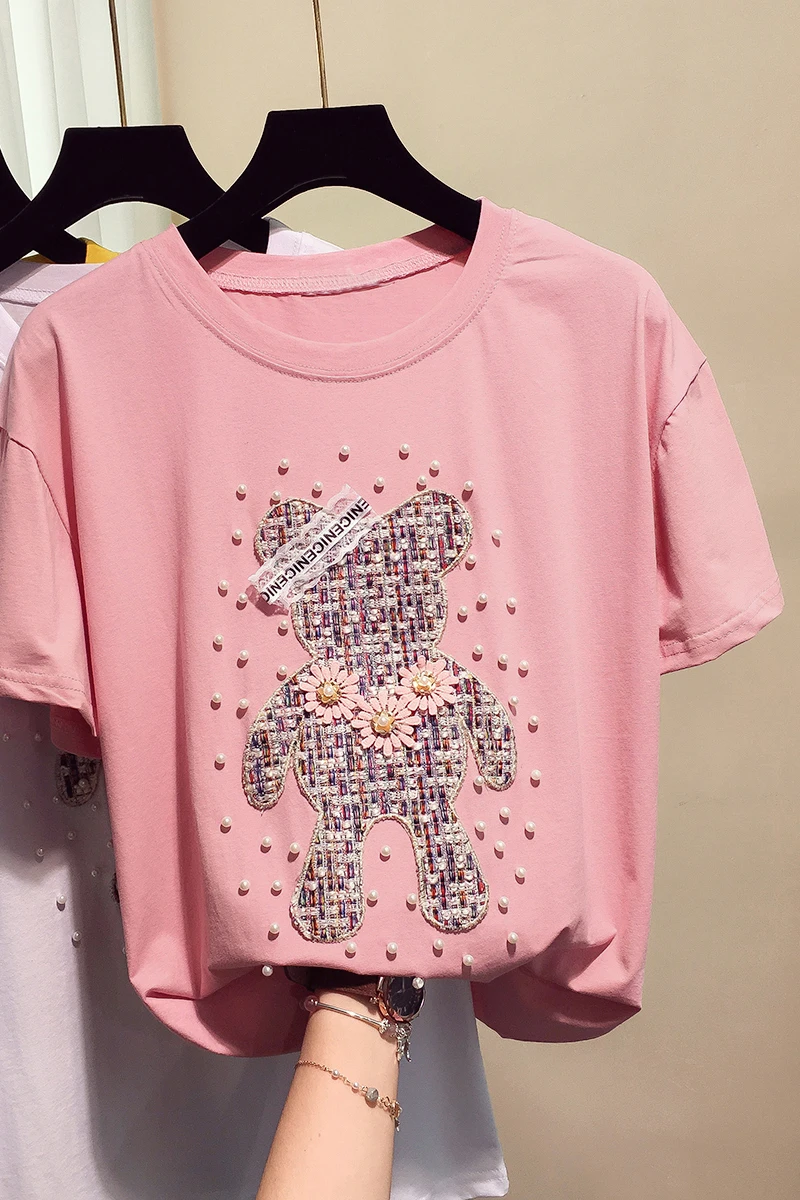 Женская трикотажная футболка Kawaii Camisas Mujer с коротким рукавом и круглым вырезом