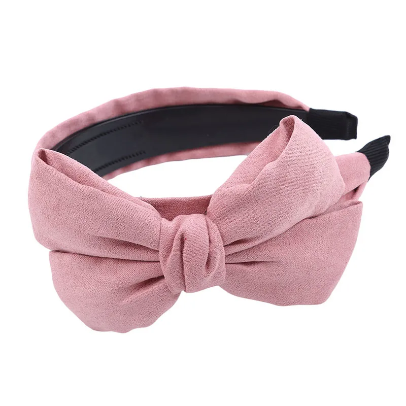 Solid Color Fabric Bow Headband Female Girl Hair Band Hat Accessories Bandwidth |