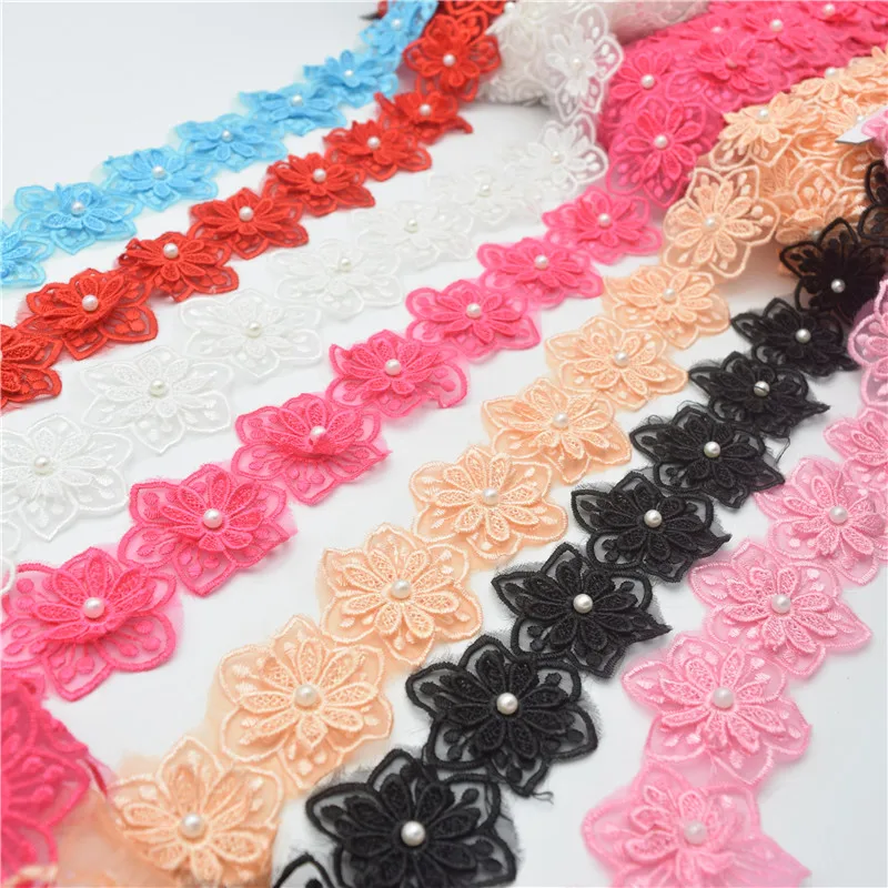 14 ярдов цветочные кружевные края 2 4 дюйма отделочная лента свадебные