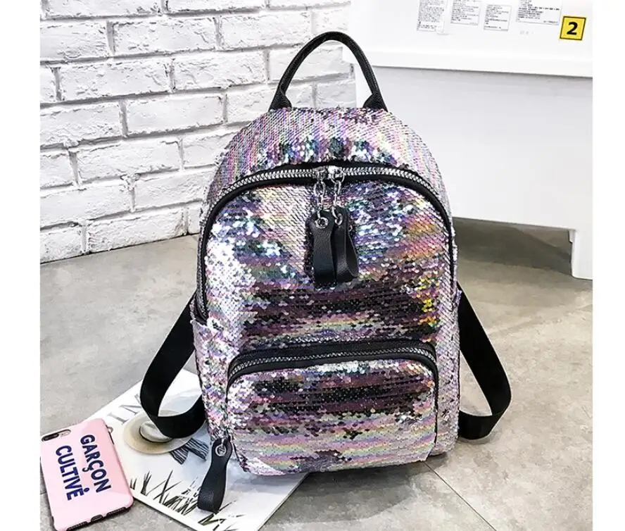 Блестящий рюкзак для женщин с блестками девочек подростков Модный женский