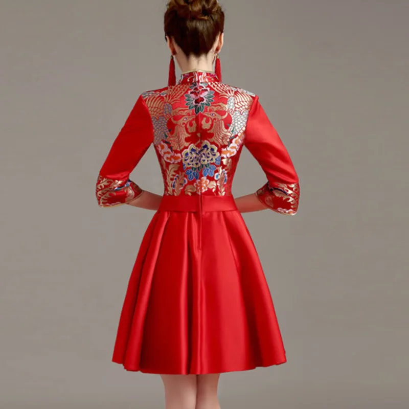 Винтажное платье Ципао Свадебные Qipao короткие современные китайское
