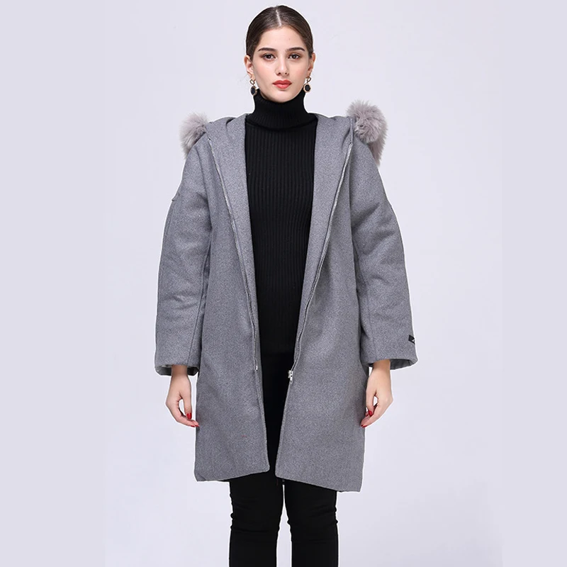 Женские пальто с капюшоном зимняя Толстая куртка съемный меховой воротник на