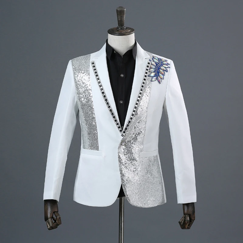 (Пиджак + брюки галстук бабочка) Для мужчин и серебряного цветов блестящая 3