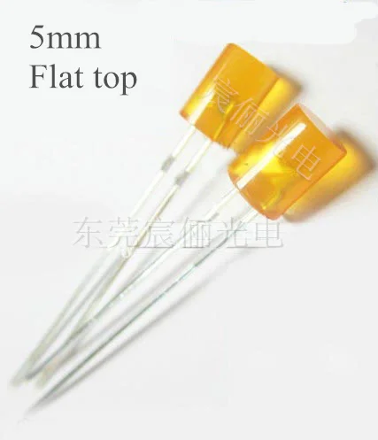 100 шт./цвет 5 мм плоский верхний оранжевый круглый светодиод DIP без индикатора