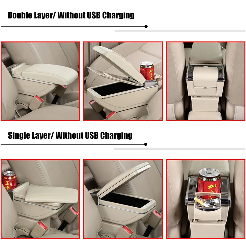 Подлокотник ящик для хранения для hyundai Solaris Verna авега Grand автомобиля коробка в центральную консоль двойной Слои 7 зарядка через usb Порты черного и бежевого цвета