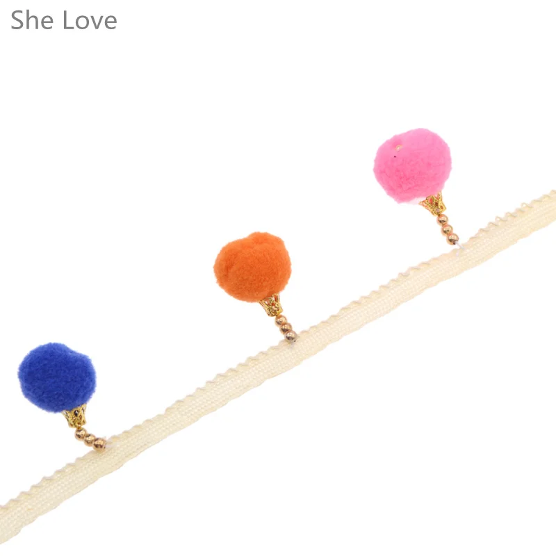 She Love, 1 ярд, Радужный помпон, кружево, кисточка, лента, бахрома, отделка, сделай сам, швейная ткань, ремесло