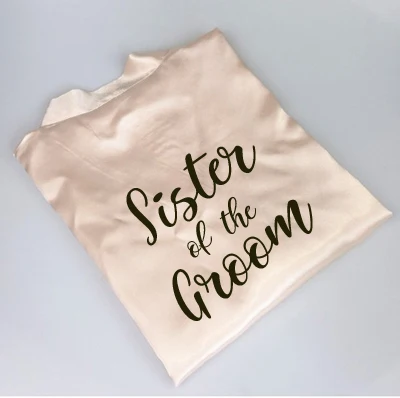 cham sister groom C& Fung, новинка, халат для невесты, подружки невесты, с белыми черными буквами, для мамы, сестры невесты, свадебный подарок, халат, кимоно, атласные халаты - Цвет: cham sister groom