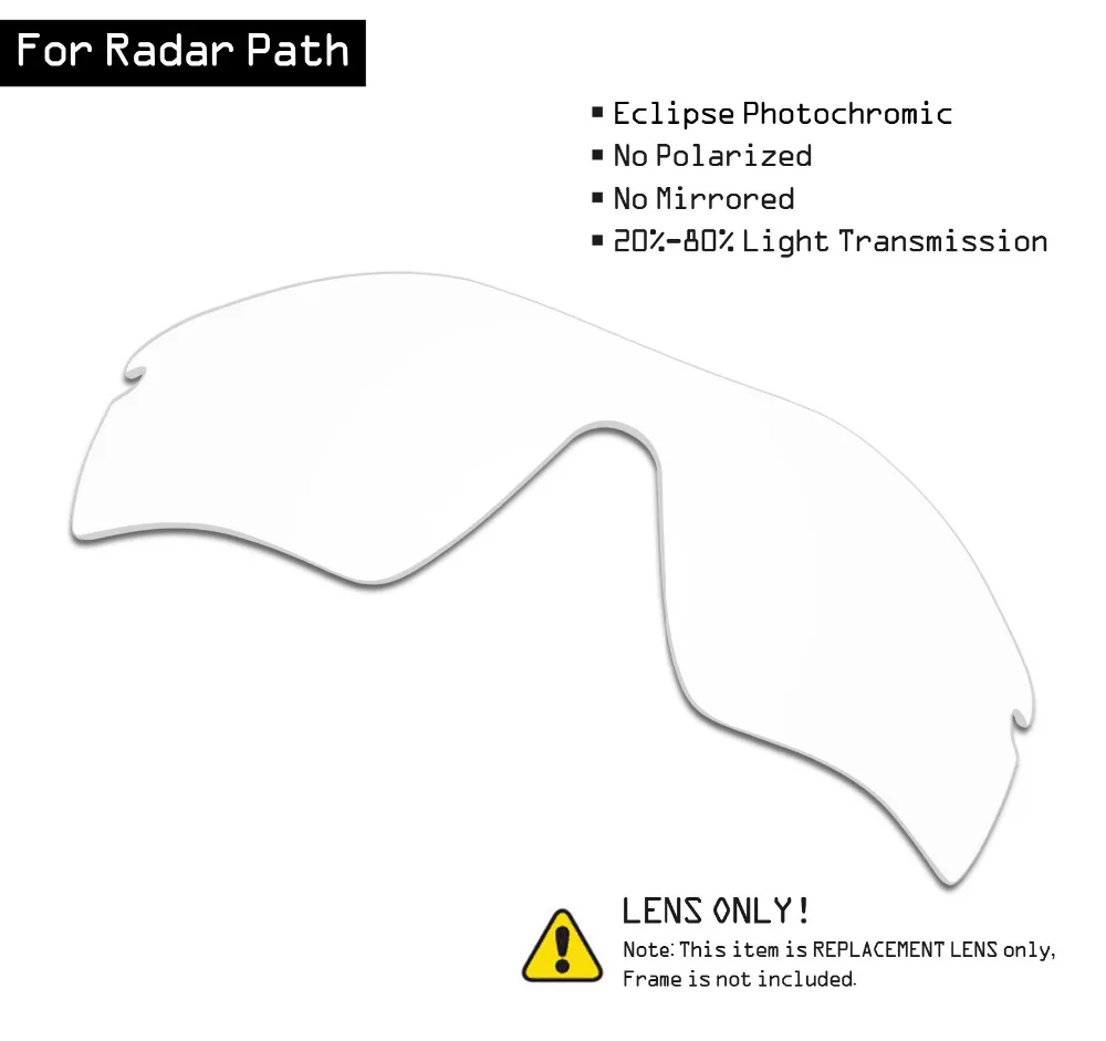 SmartVLT Sunglasses Replacement Lenses for Oakley Radar Path - Eclipse Grey Photochromic