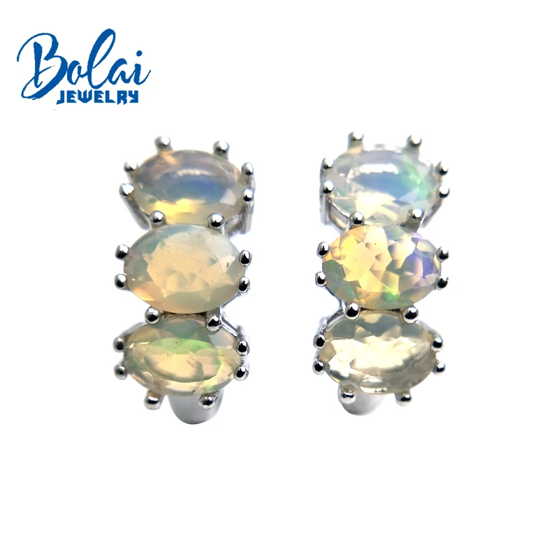 Bolaijewelry натуральный мультиколор опал Овальный 5*7 мм драгоценный камень застежка