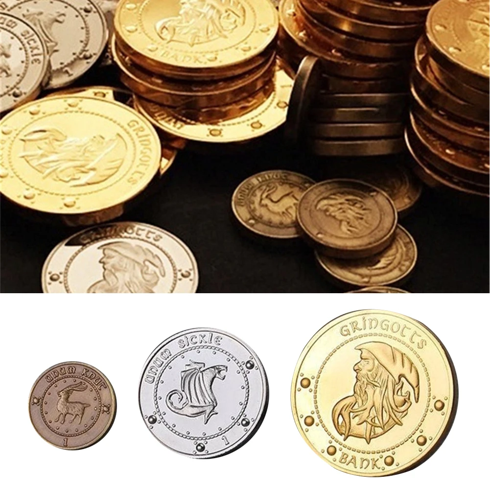 3 шт. памятные монеты, набор значков для монет Unum Kout Unum Galleons Unum Stckle Gringotts Hogwarts Bank Wizarding Coin Set