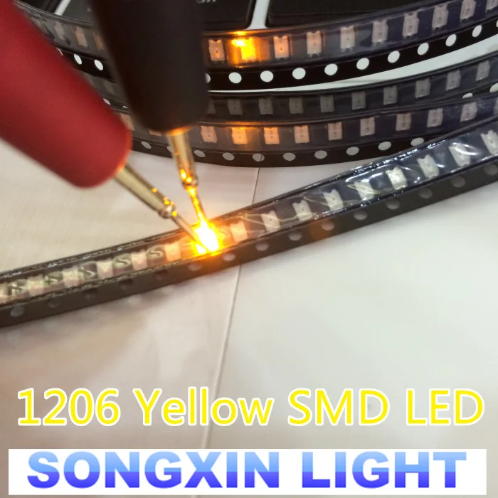 3000 шт SMD 1206 (3216) желтый Поверхностное монтаж SMT светодиодный чип ультра яркий