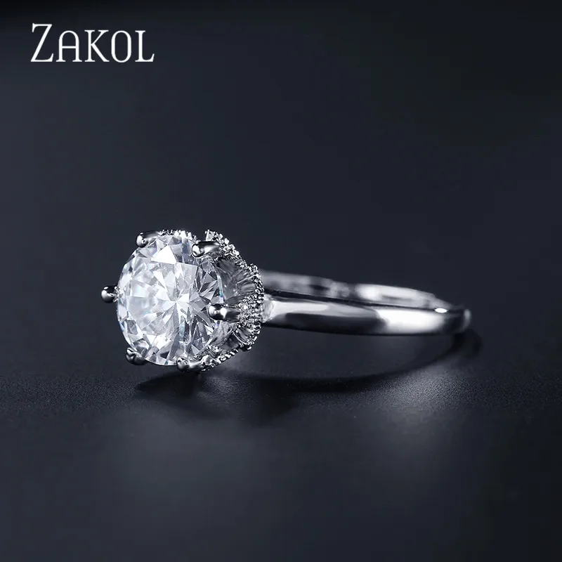 ZAKOL, изысканные кольца с несколькими когтями, с микро цирконием, модные круглые кольца с кристаллами, обручальное кольцо на палец, женское свадебное кольцо, Anneaux FSRP2041