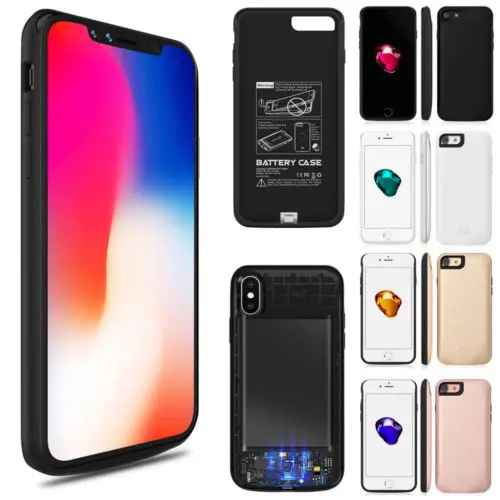 2 шт х Черный Мощность банк Батарея чехол для iPhone 6 S 7 8plus X/Thin1.2CM Thick1.7CM|Чехлы с