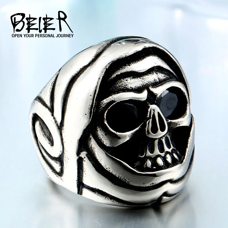 New Store Dropshipping Biker Skull Ring For Man Stainless Steel Unique Punk Men Cool Vintage good luchky Jewelry BR2054|skull rings for men|skull