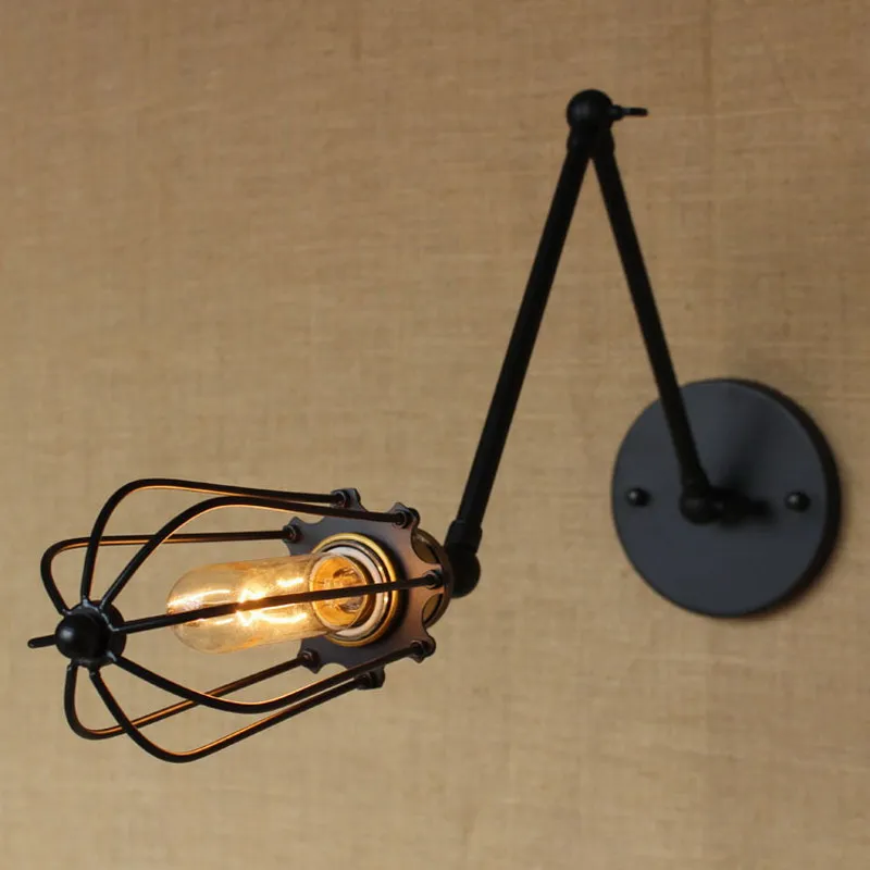 Новый дизайн модная антикварная настенная лампа reto черного цвета с поворотным
