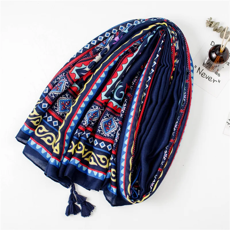 Bohemia style new arrival women scarf luxury brand geometric pattern wraps shawls muslim islam hijab wrap Na&ampden | Аксессуары для