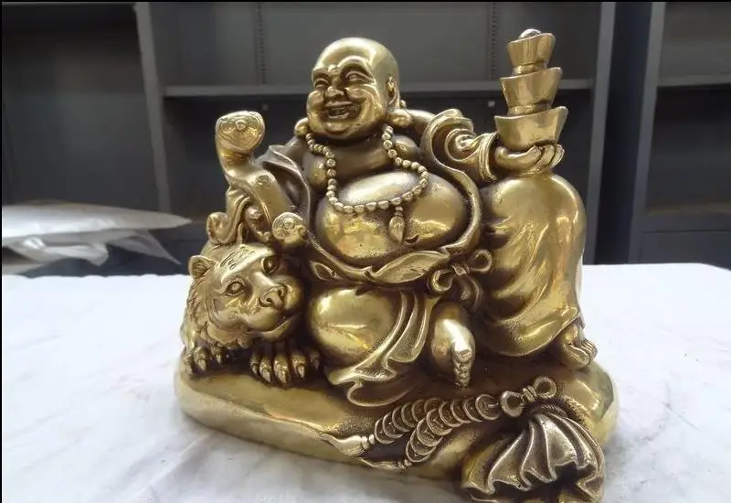 Wang671115725 + 10 &quotКитай Латунь RuYi Богатство YuanBao Монета Счастливый Будда Майтрея