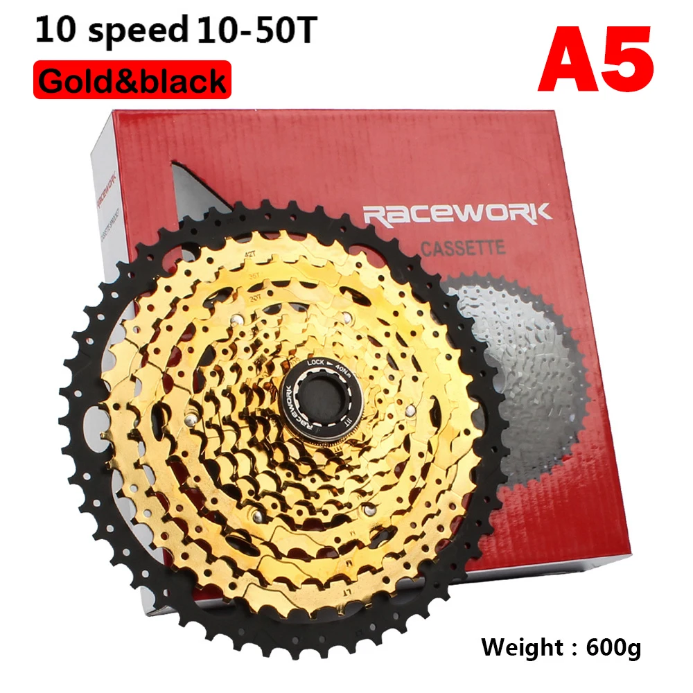 10Speed 11-50T Кассета для горного велосипеда, 10 скоростей, 11 скоростей, 11-42 T/46 T/50 T/52 T, колесо свободного хода, Черное золото, стальной маховик, звездочка, запчасти для велосипеда - Цвет: 10Speed 11-50T